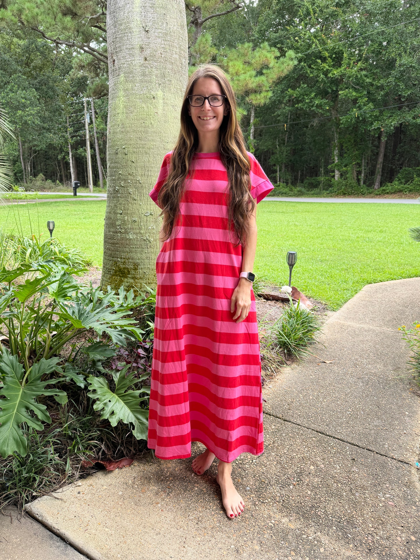 Berry Sweet Striped Maxi Dress
