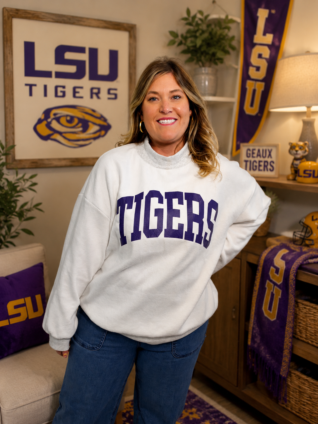 Geaux Tigers Double-Sided Pullover
