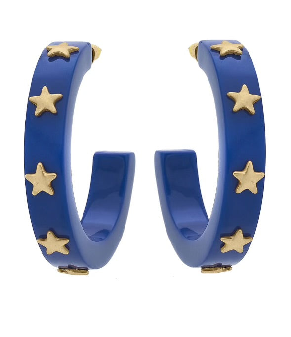 Liberty Star Resin Hoop Earrings!