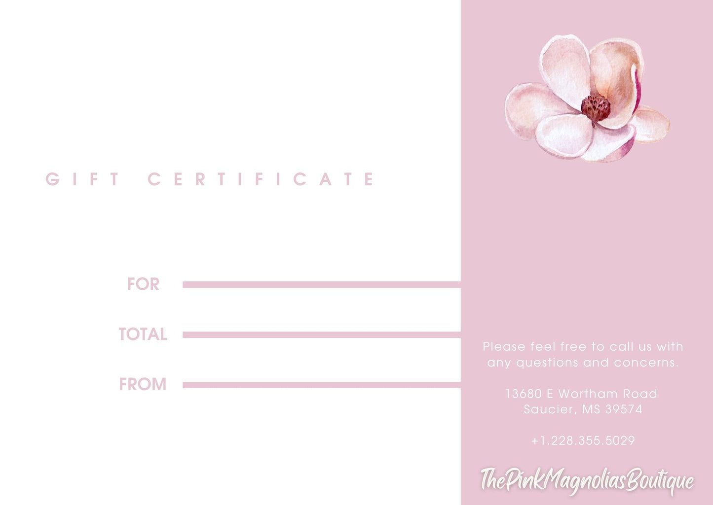 ThePinkMagnoliasBoutique Gift Certificate!