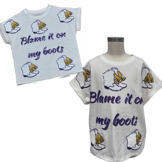 Girls Blame it on my boots tee