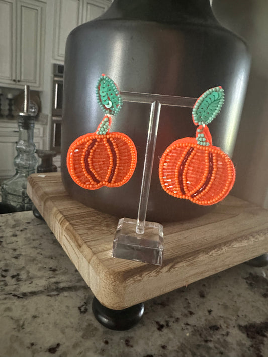 Beaded pumpkin earrings