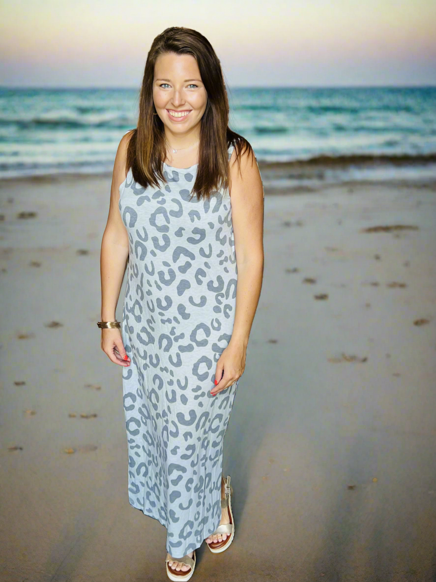 Silver Leopard Maxi Dress