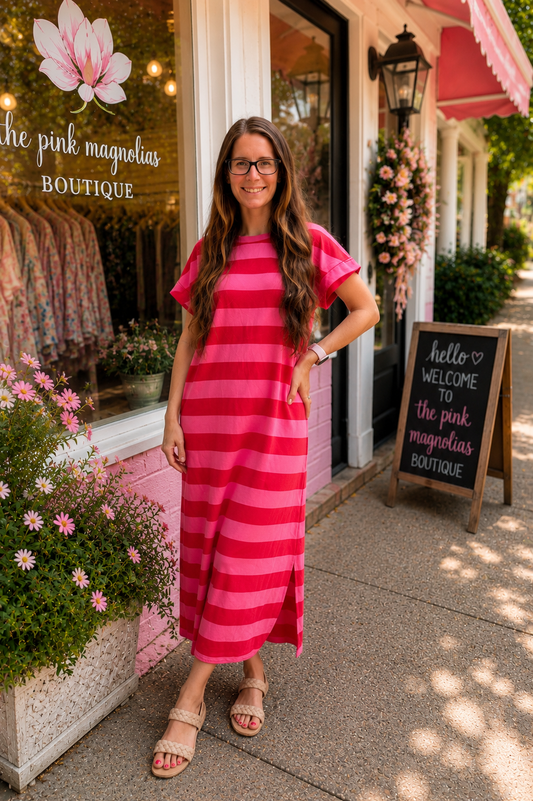 Berry Sweet Striped Maxi