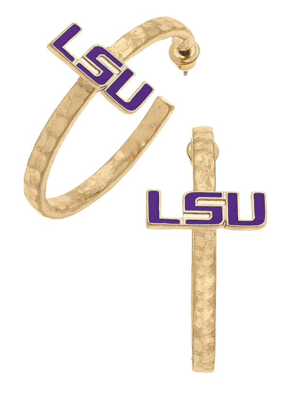 LSU Tiger Logo Hoop Earrings