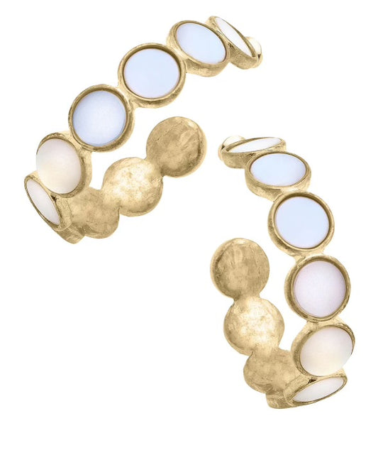 Bethany Disc Mother of Pearl Hoop Earrings!