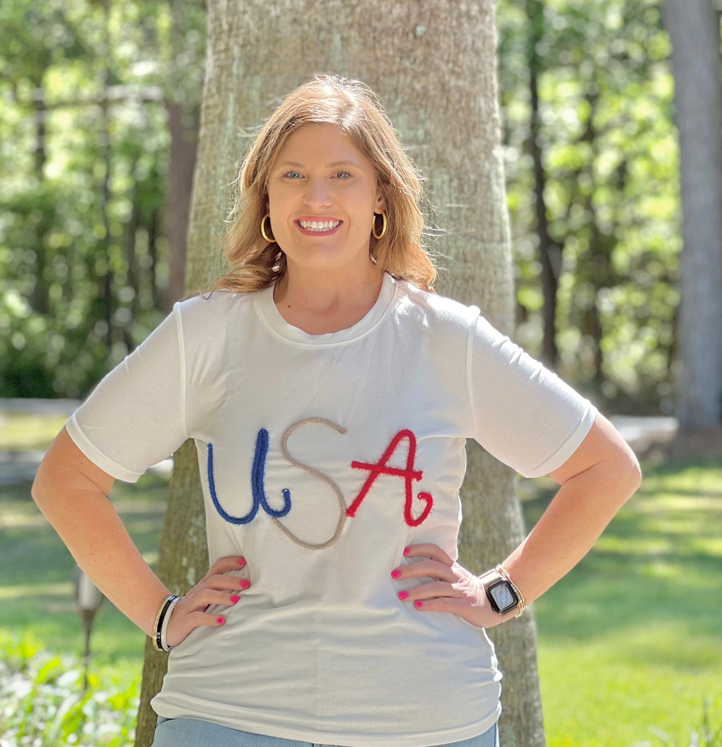 USA Tinsel Script Tee