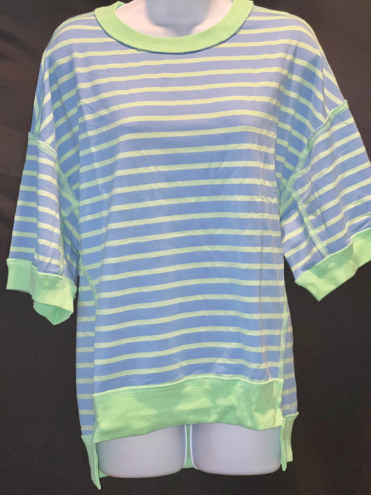 Blue and Lime Oversized Top